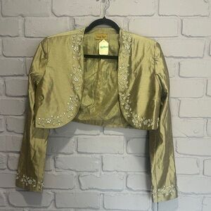 NEW vintage Midnight Velvet Gold Embellished Blazer size 12